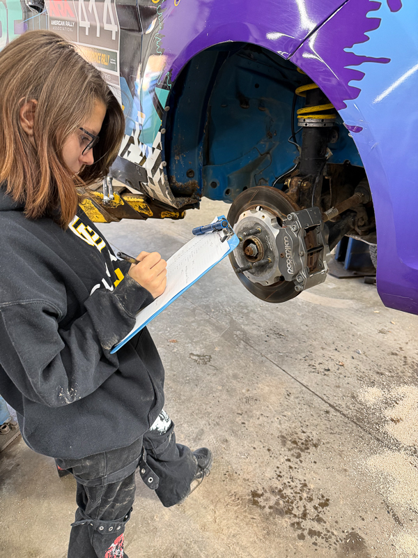 Imogen Thompson is not just a rally driver but dedicated high schooler. She also is works on her own car and checks her fathers work!